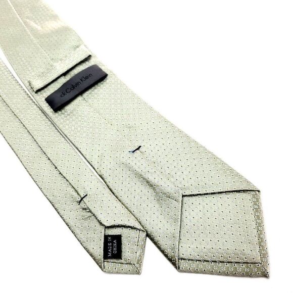 Calvin Klein Silk Tie Woven Green Geometric - Picture 5 of 6